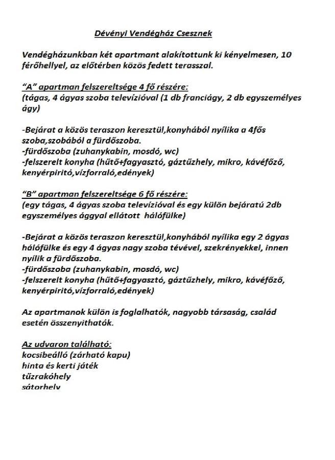 Dévényi Vendégház Csesznek Exterior foto